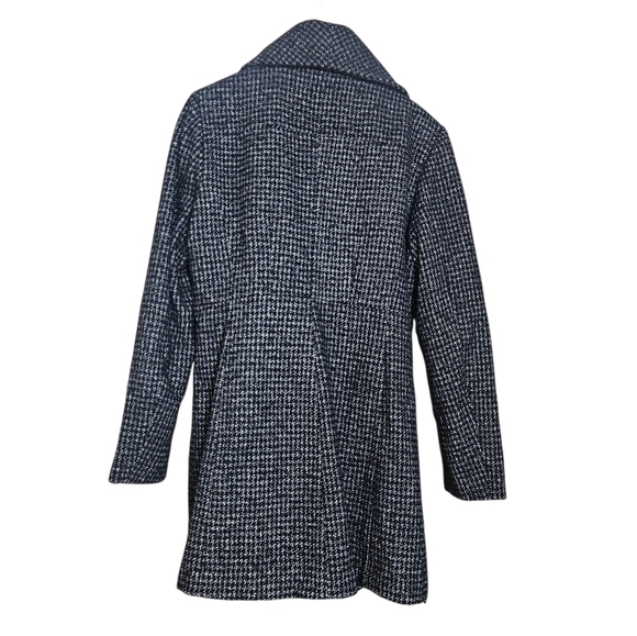 GUESS Wool-Blend Black/White Houndstooth Lined Coat Jacket Women’s Large - Picture 2 of 11